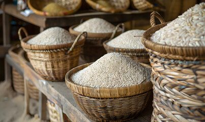 Rice, grains, and vegetables grown by farmers in the fields