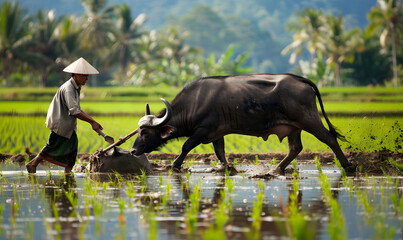 Rice, grains, and vegetables grown by farmers in the fields