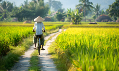 Fototapeta premium Rice, grains, and vegetables grown by farmers in the fields