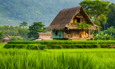 Fototapeta premium Rice, grains, and vegetables grown by farmers in the fields