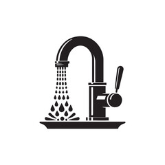 Water faucet silhouette vector illustration icon