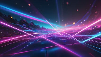 Obraz premium abstract background with pink blue glowing neon lines and bokeh lights. Data transfer concept. Digital wallpaper,