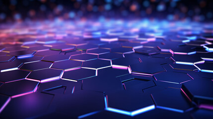 Obraz premium 3D rendering of technological hexagonal honeycomb background, abstract KV main visual business PPT background