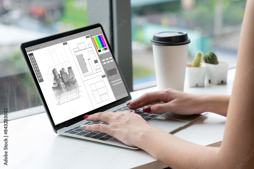 Poster architectural design modish software application for architect business and professional designer