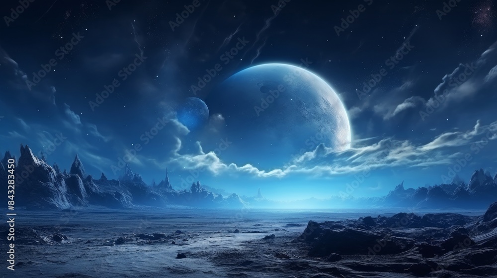 Canvas Prints alien space background moon clouds dreamy fantasy.