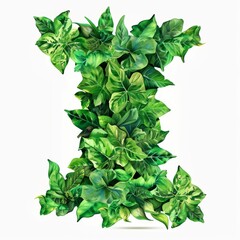 Fototapeta premium The word i made of leaves. Easy to remove background. Tropical leaves collection.
