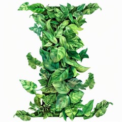 Obraz premium The word i made of leaves. Easy to remove background. Tropical leaves collection.