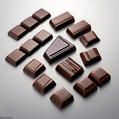 Fototapeta premium vector 3d realistic chocolate pieces. brown delicious bars