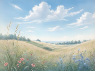 summer sky over meadow 