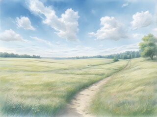 Obraz premium summer sky over meadow 