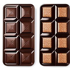 vector 3d realistic chocolate pieces. brown delicious bars