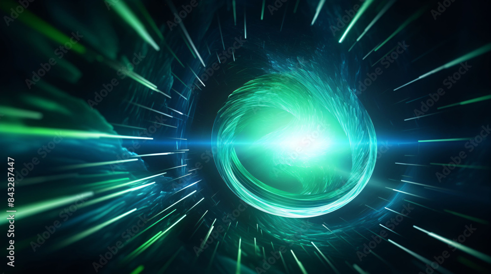 Poster particle flow tunnel space vortex, internet science and technology creative background