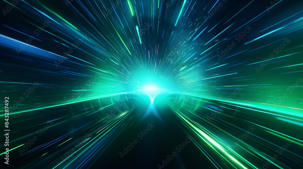 Poster particle flow tunnel space vortex, internet science and technology creative background