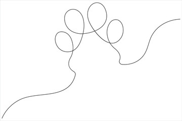 Cat paw in continuous one line art drawing of pet animal foot print concept outline vector
