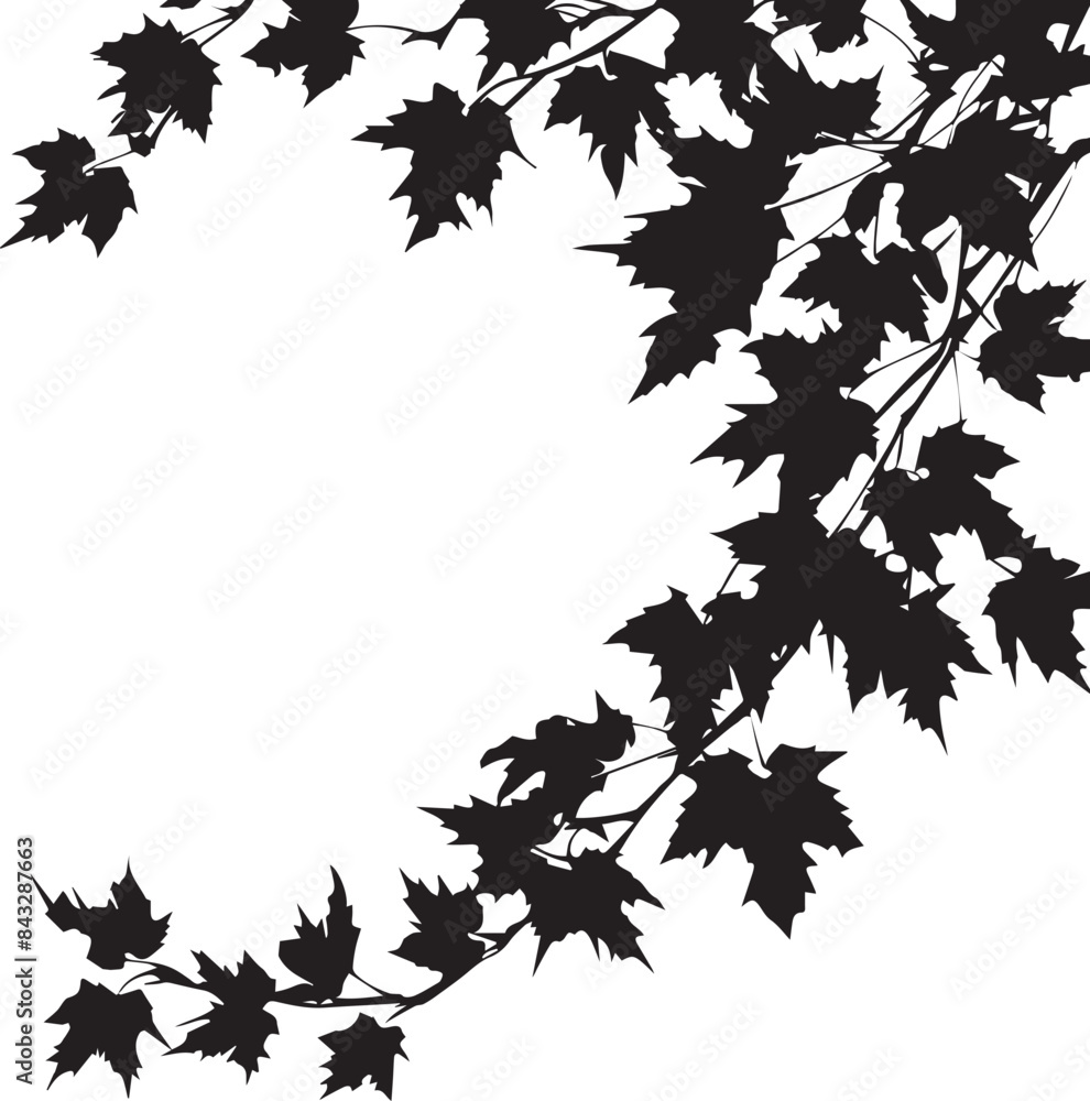 Poster set of leaves silhouettes