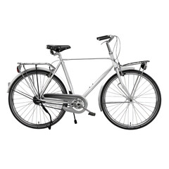 Fototapeta premium A white bicycle with a black seat and a black handlebar