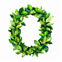 Fototapeta premium The word O made of leaves. Easy to remove background. Tropical leaves collection.
