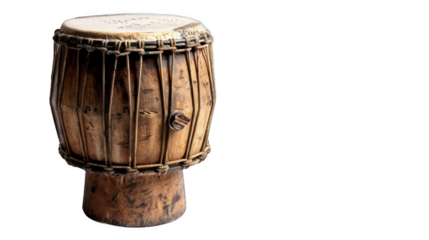 A large wooden drum with a rope around it