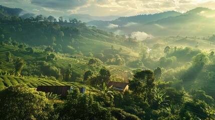 Fototapeta premium Majestic Mountain Landscape Painting