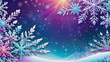 Decorative winter border with snowflakes