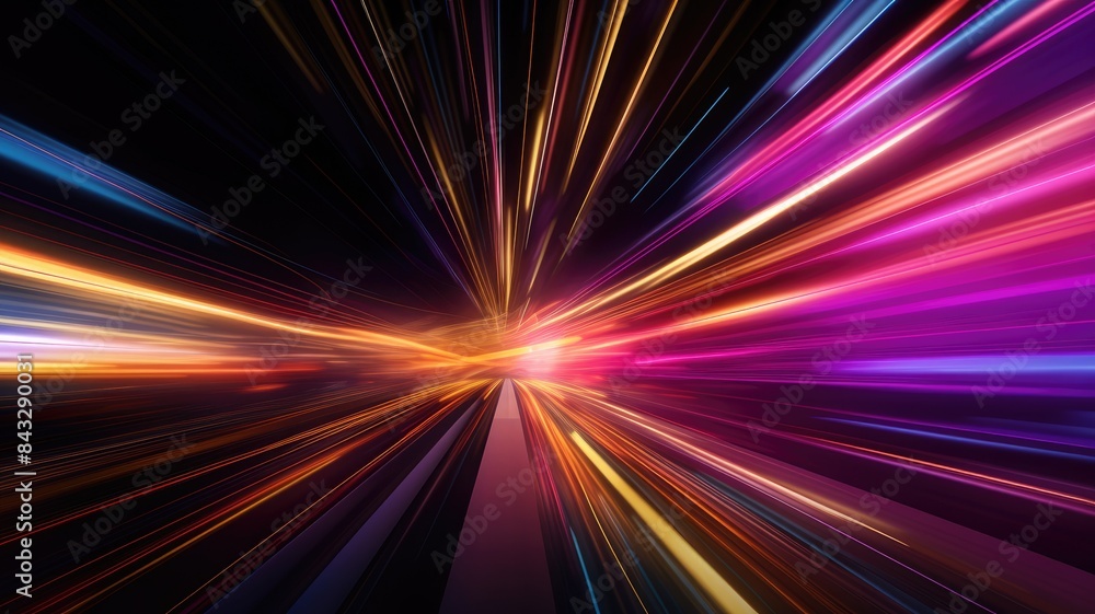 Aufkleber vivid abstract particles traveling at high speed creating a sense of fast motion and color diversity
