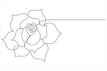 Rose flower continuous one line art drawing of outline vector illustration Rose day, valentine day concept
