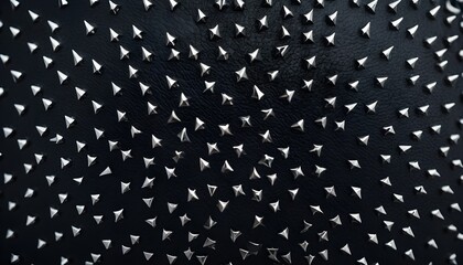 texture of black rough leather with silver spikes