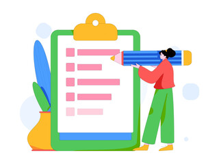 Invite friends to conduct questionnaire flat vector concept operation hand drawn illustration
