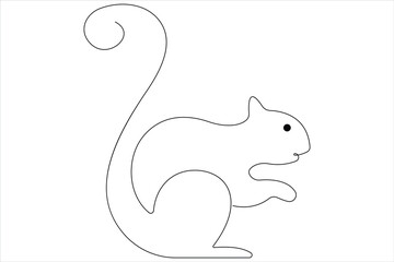 One Continuous line art drawing of squirrel vector illustration