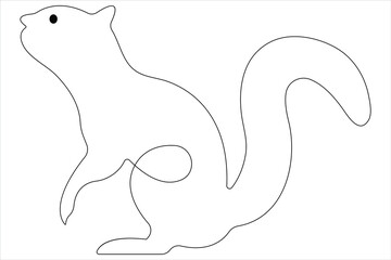 One Continuous line art drawing of squirrel vector illustration