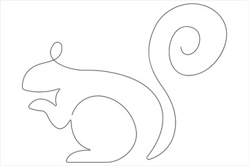 One Continuous line art drawing of squirrel vector illustration