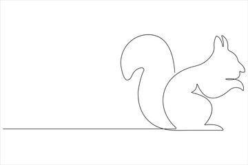 One Continuous line art drawing of squirrel vector illustration