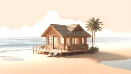 Obraz premium 海に立つ家