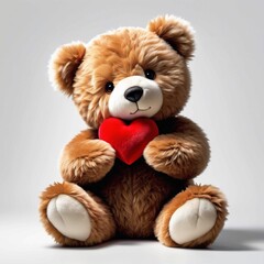 Obraz premium A teddy bear is holding a red heart