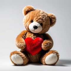 Obraz premium A teddy bear is holding a red heart