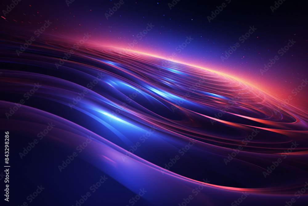 Poster blue glowing line particles form a background of technological elements