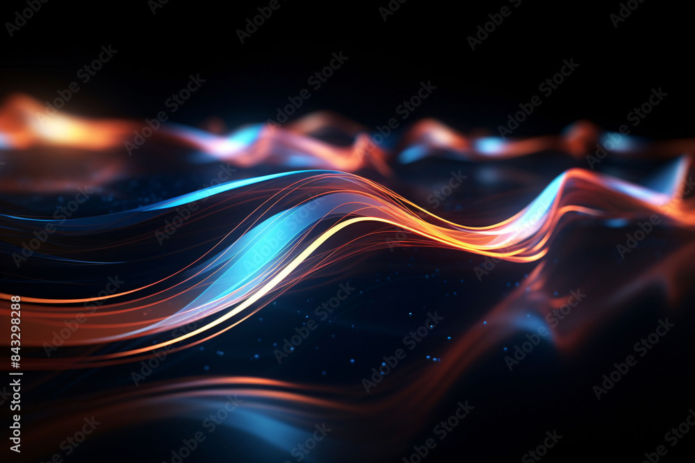 Aufkleber blue glowing line particles form a background of technological elements