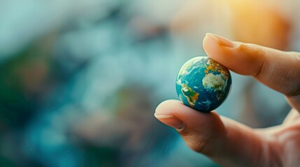Fototapeta premium A hand holding a pill merged with a globe,