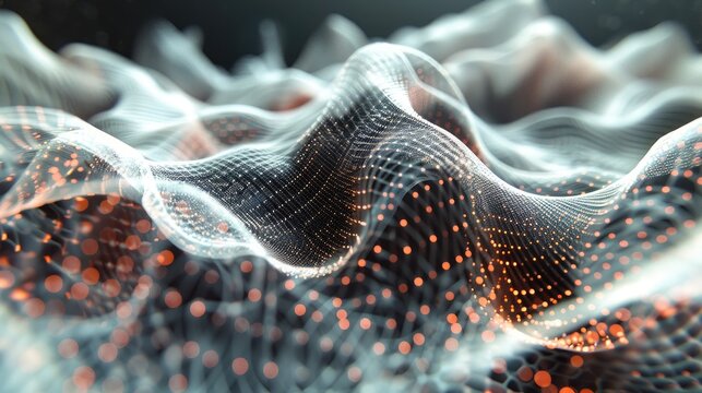 The image is a three-dimensional representation of a mountain range. The mountains are covered in snow and ice. The image is very detailed and realistic.