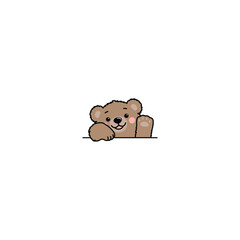 Cute bear waving paw cartoon, vector illustration.