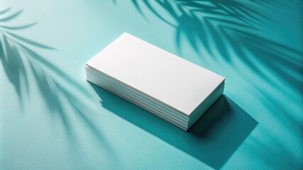 Minimalistic Business Cards on Aqua Background, abstrak shadow