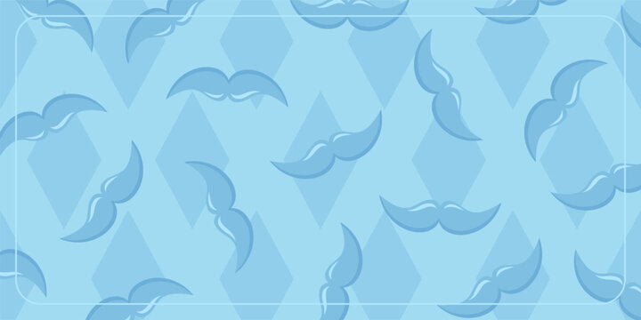 father's day blue background seamless pattern with mustache icons. design for banner, poster, greeting card, social media. - Powered by Adobe
