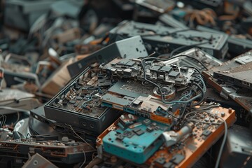 E-Waste Awareness: Close-up of Electronic Waste Items