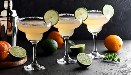 Margaritas made with tequila, lime juice and orange liqueur