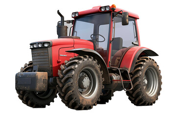 Obraz premium red tractor isolated on white transparent background 