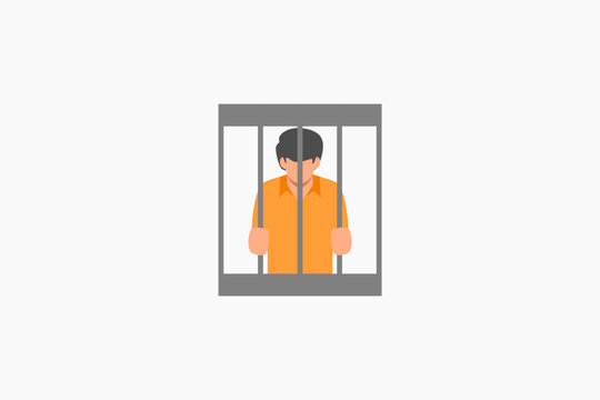 man in prison flat design