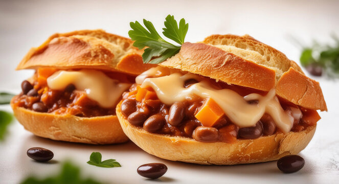 delicious food molletes mexico on white background