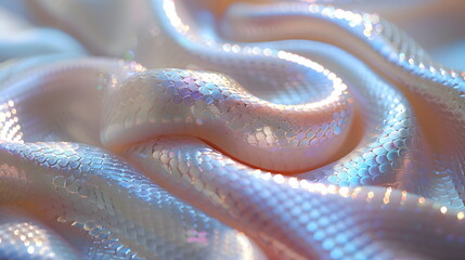 Banner with a snake with iridescent glowing skin. Snake in neon light
