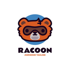 Vector Logo Illustration Raccoon Simple Mascot Style.