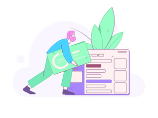 Flat vector illustration of business people operating work scene
